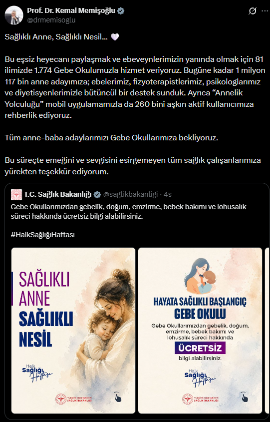 Gebe okullarında 1 milyon 117 bin anne adayına danışmanlık hizmeti